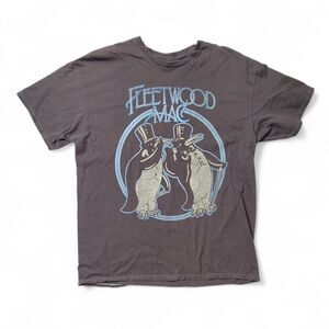 Fleetwood Mac Penguins T-Shirt Women's Medium Gray Classic Rock Band Tee Graphic